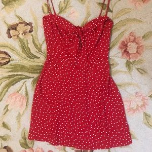 reformation red polka dot dress